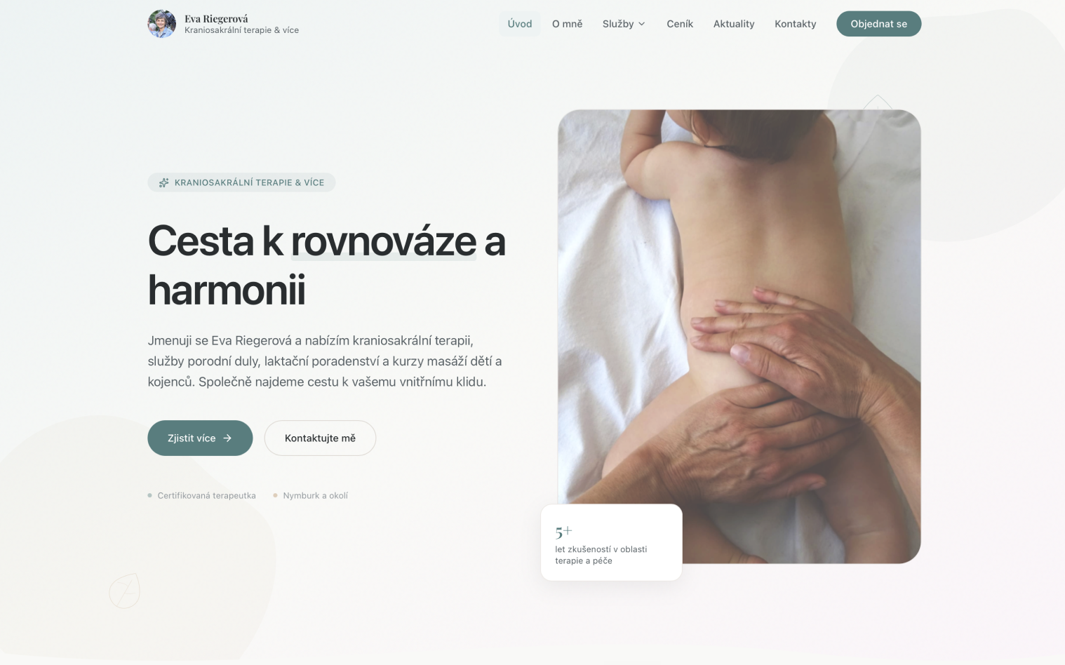 Eva Riegerova — Website for a massage therapist