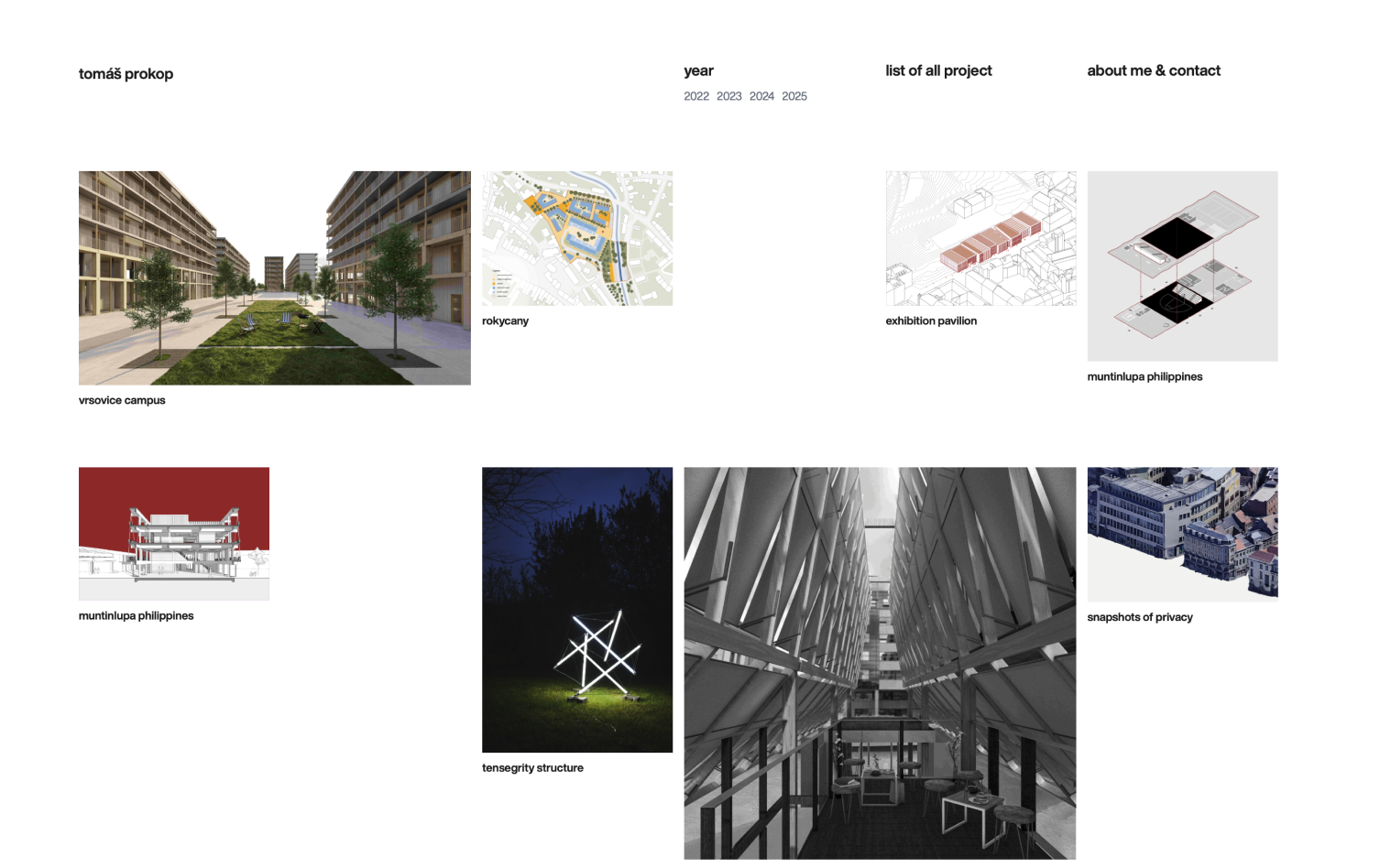 Tomas Prokop — Minimalistic portfolio for an architect